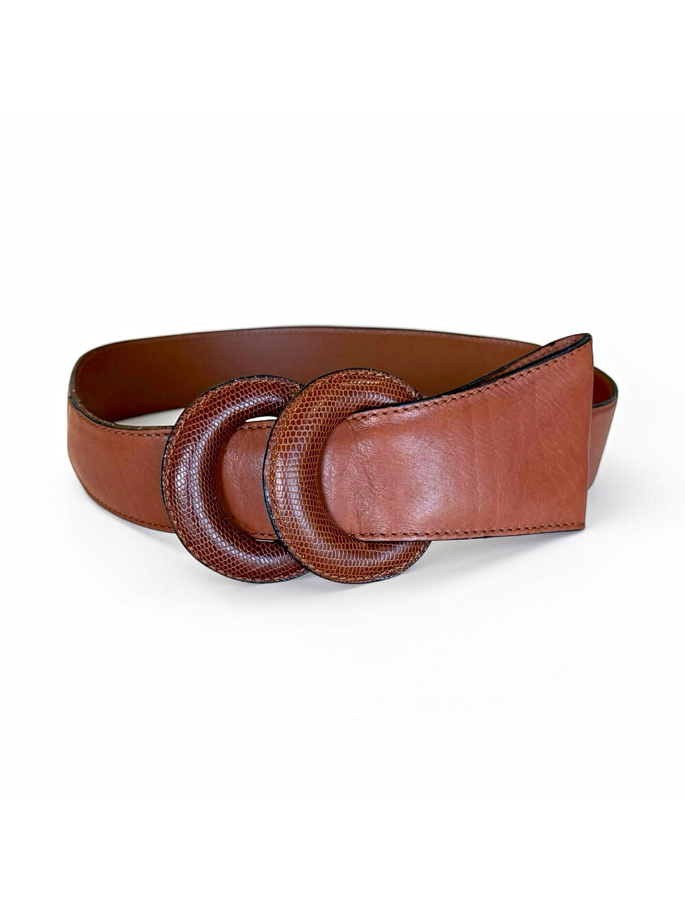 Vintage Genny Italian Cognac Leather Belt - Gianni Versace Era - Size 42 / Small